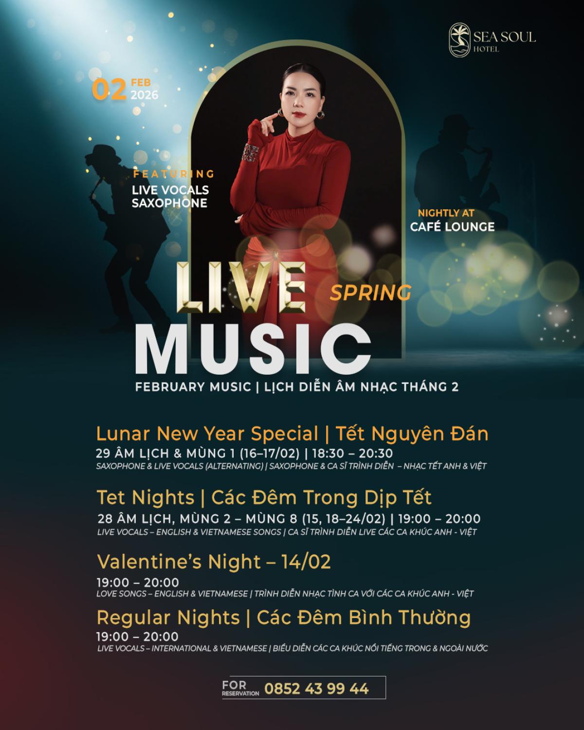 𝐒𝐄𝐀 𝐒𝐎𝐔𝐋 𝐇𝐎𝐓𝐄𝐋 | LỊCH DIỄN ÂM NHẠC THÁNG 02