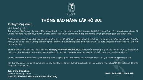 Thông báo nâng cấp hồ bơi