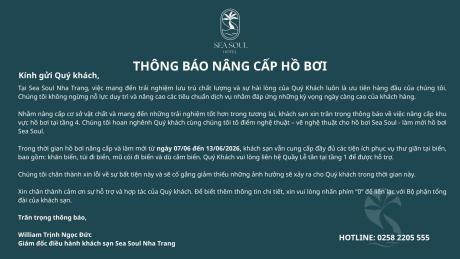 Thông báo nâng cấp hồ bơi