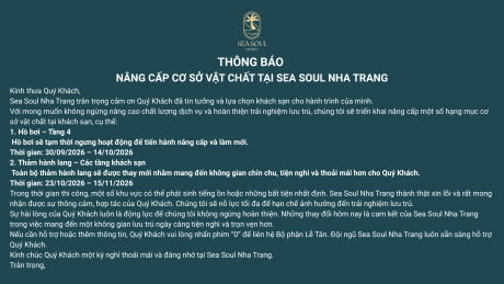 Thông Báo Nâng Cấp Hồ Bơi Và Thảm Khách Sạn